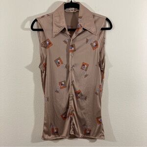 Nik Nik Disco 1970’s Funky Novelty Print Sleeveless Shirt